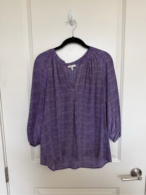 Joie Purple Patterned Long Sleeve Blouse